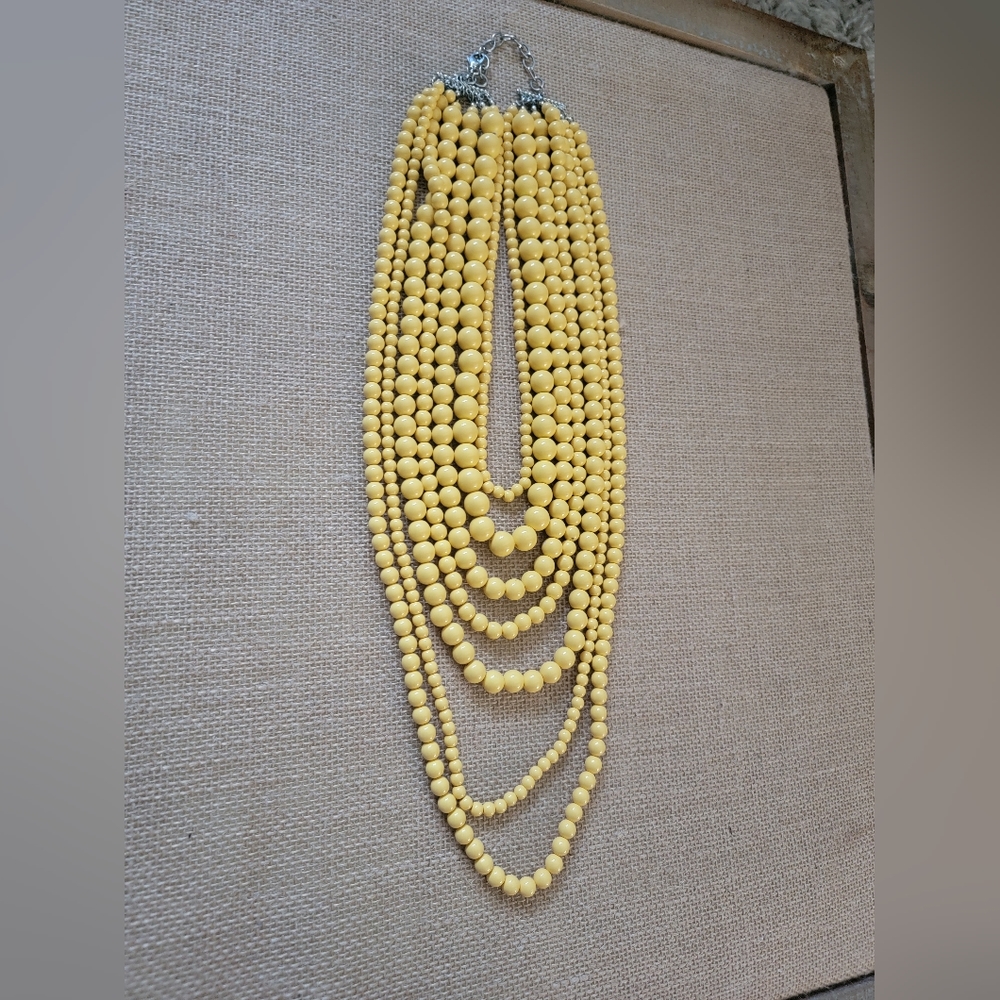 Yellow Beaded Statement Necklace - image 4